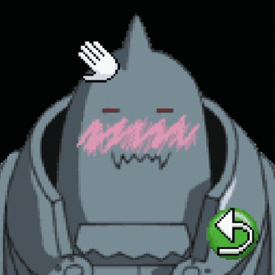 Pixel Art Robot With Hand On Head And Green Button GIF