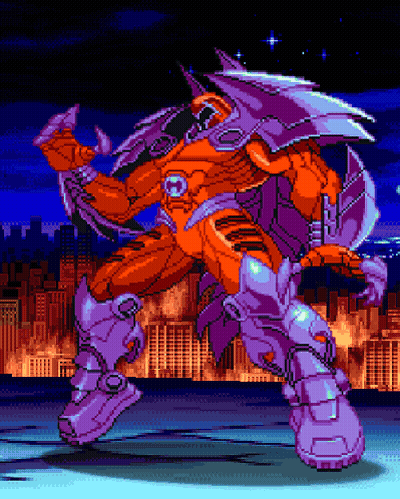 Pixel Art Robot With Purple Armor GIF