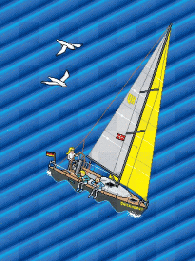 Pixel Art Sailboat Named Quick Honey GIF