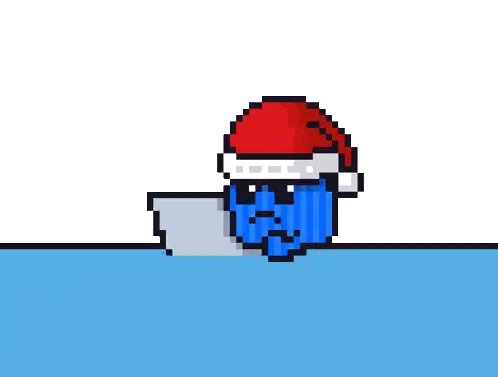 Pixel Art Santa Hat Character Holding Bat Sticker