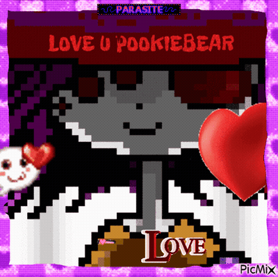 Pixel Art Saying Love U Pookiebear With Heart GIF