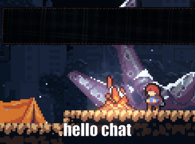 Pixel Art Scene Saying Hello Chat GIF