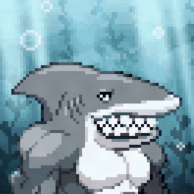 Pixel Art Shark In Water GIF