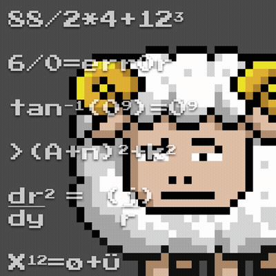Pixel Art Sheep With Mathematical Equations GIF