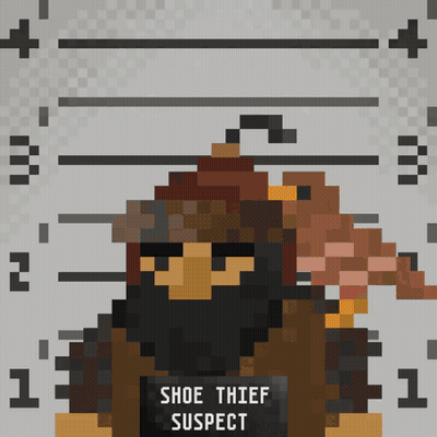 Pixel Art Shoe Thief Suspect With Crown GIF
