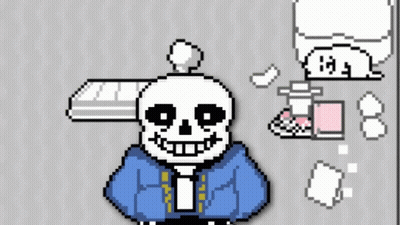 Pixel Art Skeleton Blue Jacket Hat GIF