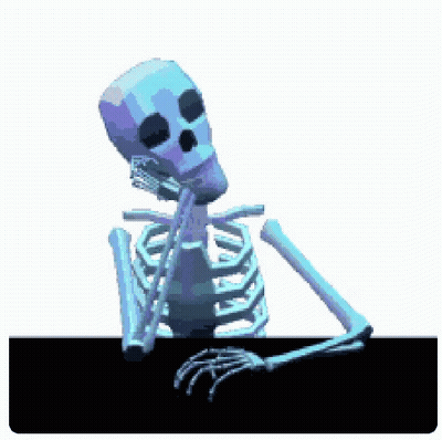 Pixel Art Skeleton Sitting At Table GIF