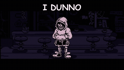 Pixel Art Skeleton Standing At Bar Saying I Dunno GIF
