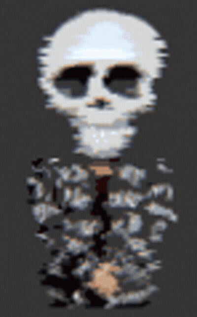 Pixel Art Skeleton With Skull GIF