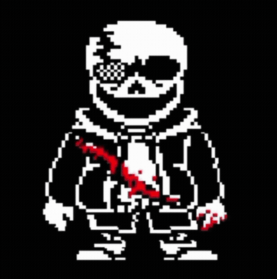 Pixel Art Skeleton With Sunglasses And Blood On Chest GIF