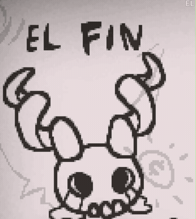 Pixel Art Skull Saying El Fin GIF
