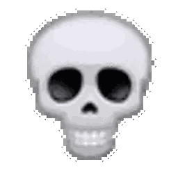 Pixel Art Skull With Black Eyes And Teeth Sticker