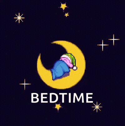 Pixel Art Sleeping On Crescent Moon Bedtime GIF