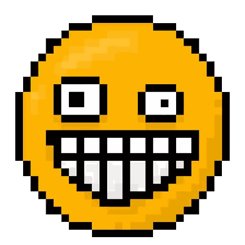 Pixel Art Smiley Face With Big Teeth Sticker