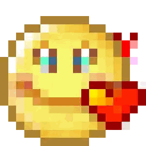 Smiley de arte pixelado con corazón rojo en la boca Sticker