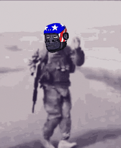 Pixel Art Soldier With Gorilla Head GIF