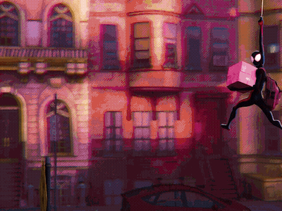 Pixel Art Spiderman Hanging From Rope GIF