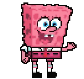 Pixel Art Spongebob In Pink Shorts Sticker