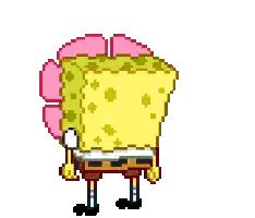 Pixel Art Spongebob With Pink Flower Sticker