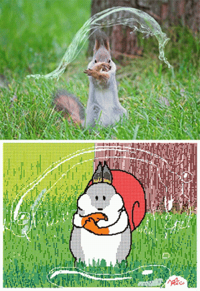 Pixel Art Squirrel Eating A Nut GIF