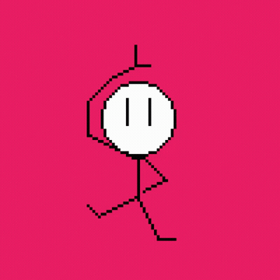 Pixel Art Stick Figure With Two Eyes And Circle GIF
