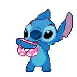 Pixel Art Stitch Holding Pink Heart Sticker