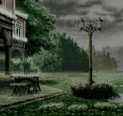 Pixel Art Street Light In Garden GIF