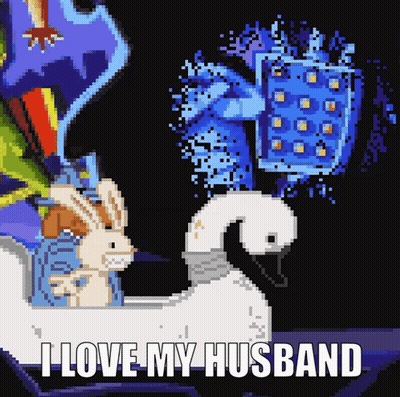 Pixel Art Swan I Love My Husband GIF