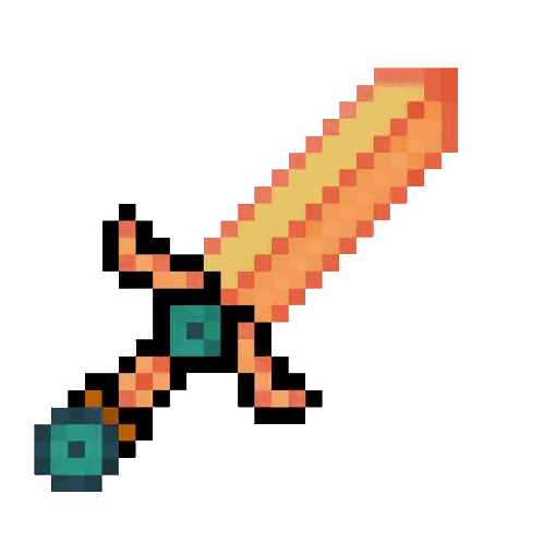 Pixel Art Sword With Blue Handle Sticker