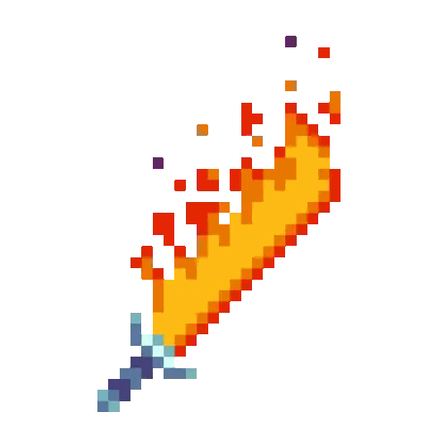 Pixel Art Sword With Flames Sticker
