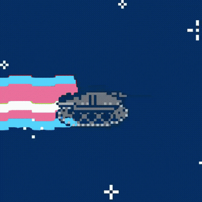 Pixel Art Tank With Transgender Flag GIF