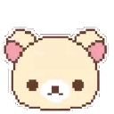 Pixel Art Teddy Bear With Pink Ears And White Nose Sticker