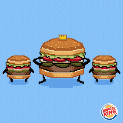 Pixel Art Three Burger King Burgers GIF