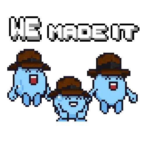 Pixel Art Three Cartoon Characters We Made It Sticker
