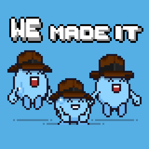 Pixel Art Three Ghosts We Made It GIF