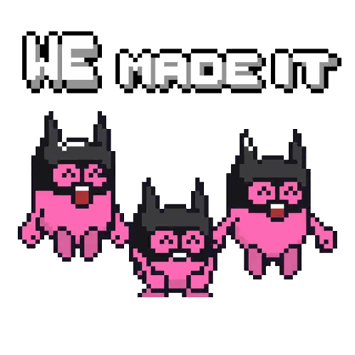 Pixel Art Three Pink Black Cats WBMadeIt Sticker