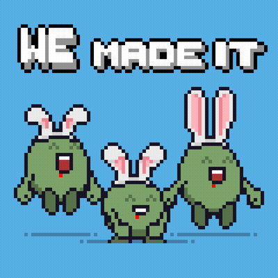 Pixel Art Three Rabbits We Made It GIF