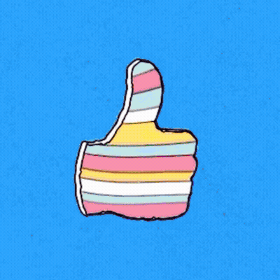 Pixel Art Thumbs Up Against Sunset GIF