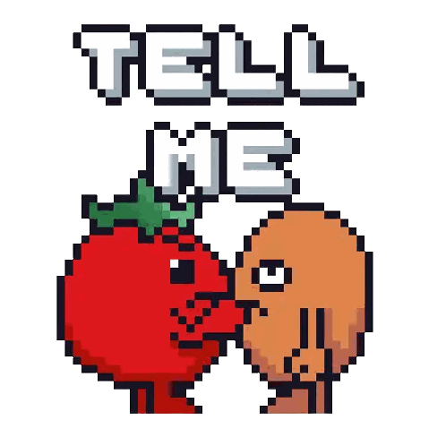 Pixel Art Tomato Kissing Orange Tell Me Sticker