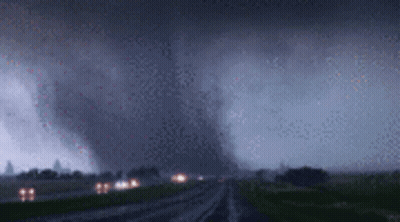Pixel Art Tornado Coming Down Road GIF