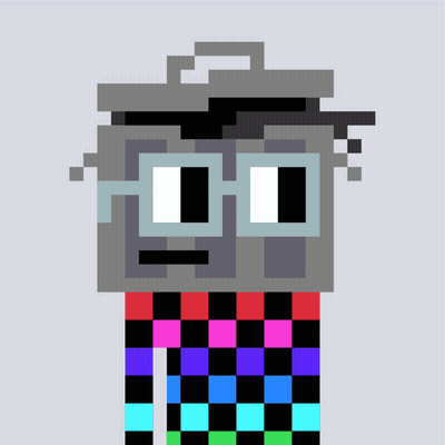 Pixel Art Trash Can With Bow Tie GIF