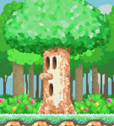 Pixel Art Tree In Forest With Flowers GIF