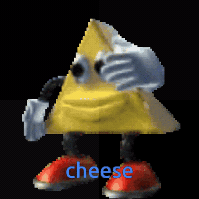 Pixel Art Triangle With Arms And Legs Saying Cheese GIF