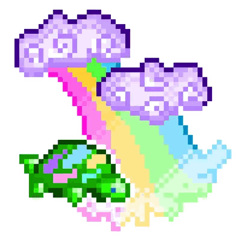 Pixel Art Turtle With Rainbow Sticker