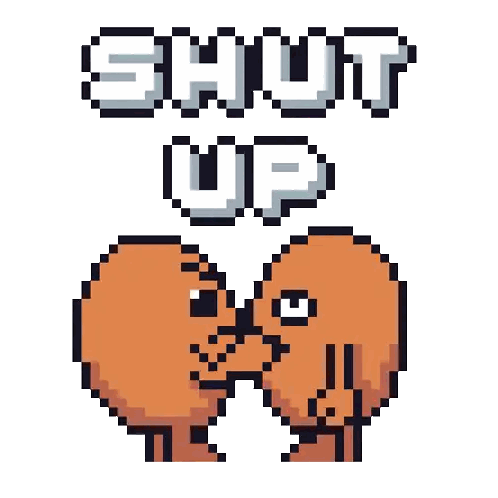 Pixel Art Two Cartoon Characters Shut Up Sticker