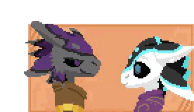 Pixel Art Two Dragons Purple And Blue Hair Sticker