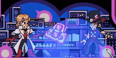 Pixel Art Two Men Fighting In Room GIF