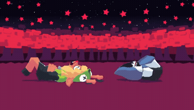 Pixel Art Two People Lying Under Starry Sky GIF