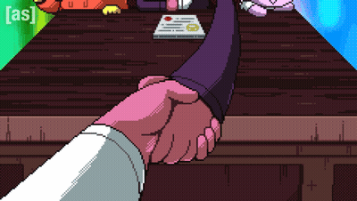 Pixel Art Two People Shaking Hands Saying As GIF