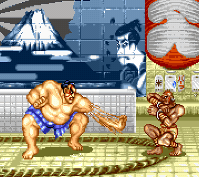 Pixel Art Two Sumo Wrestlers In Bathroom GIF